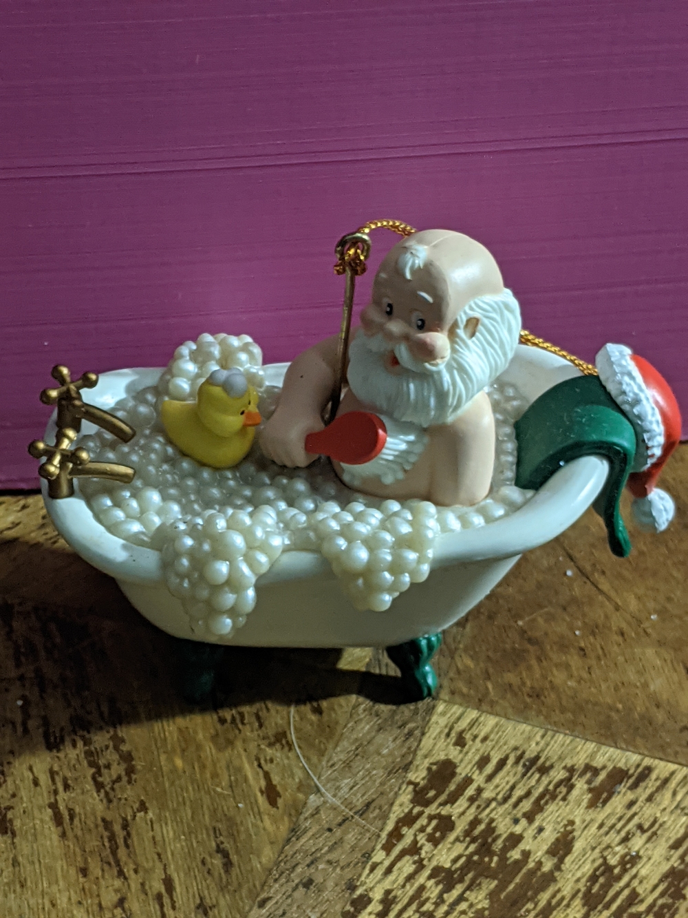Santa in Bathtub Ornament